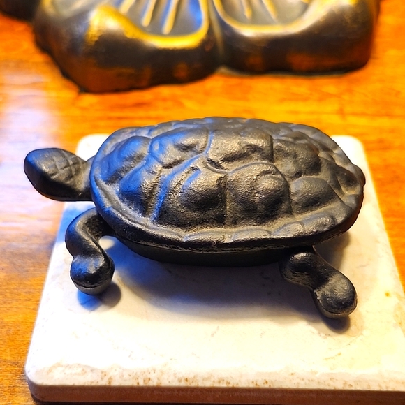 Vintage Iron Art Black Turtle Trinket Holder - Picture 1 of 12